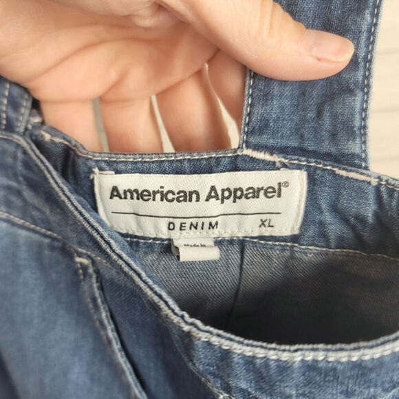 American Apparel Blue Denim Wide Leg Overalls,  sz XL - Picture 6 of 16
